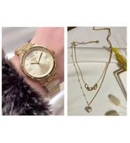 Ferrucci Spor Model Çelik Kadın Kol Saat+%100 Çelik Kolye Hediye (Gold)