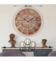 Markakanvas Beyaz Metal Kasalı Eski Dünya Haritalı Duvar Saati (Çap 50 cm - 80 cm ) (Bakır)