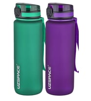 Uzspace 2'li Tritan Matara Seti 800 ml 14 Farklı Renk Seçeneği FiftyFifty (Mor-Grı)