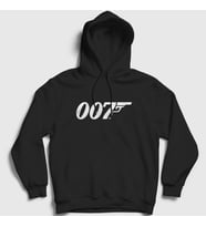 Presmono Unisex Gri Logo 007 Film James Bond Kapüşonlu Sweatshirt 258117tt (Siyah)