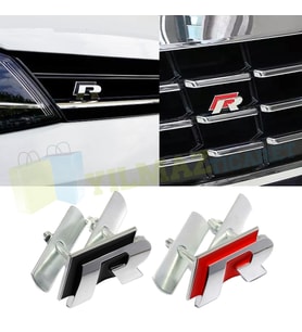 Volkswagen R Panjur Logo Vidalı Golf Passat Polo Jetta Çelik 6 Cm (Siyah)