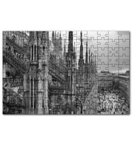 Cakapuzzle İtalya Milano Görkemli Katedral Siyah Beyaz Puzzle Yapboz MDF (Ahşap) (500 Parça)