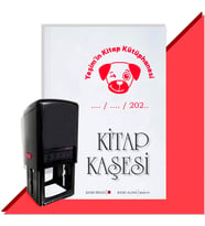 Kişiye Özel Köpek Göz Kırpan Emoji Tarihli Otomatik Kitap Kaşesi (Kırmızı)