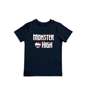 MONSTER HIGH baskılı pamuklu penye kumaş yazlık çocuk tişört (Siyah)