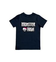 MONSTER HIGH baskılı pamuklu penye kumaş yazlık çocuk tişört (Siyah)