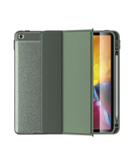 Apple iPad 8. Nesil 10.2 Kılıf Klons Kalem Bölmeli Case A2270 A2428 A2429 A2430 (Koyu Yeşil)