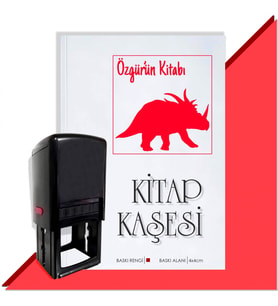 Kişiye Özel  Dinazor Silüeti 2  Kitap Kaşesi (Kırmızı)