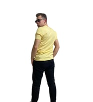 COTTOMEN Erkek V Yaka Slim Fit & Tshirt (Sarı)