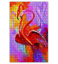 Cakapuzzle Filamingo Kuşlar Yağlı Boya Puzzle Yapboz MDF (Ahşap) (1000 Parça)