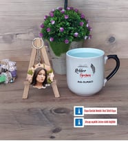 Rehber Öğretmen Kupa Bardak Beyaz ve Fotoğraflı Ahşap Anahtarlık Hediye (Model 10)