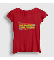 Presmono Kadın Haki Logo Film Geleceğe Dönüş Back To The Future T-Shirt 243369tt (Kırmızı)
