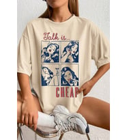Unisex Talk is Cheap Baskılı Oversize Tshirt (Bej)