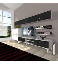Decoraktiv Eko 8 Mdf Dvd Gold Tv Ünitesi Tv Sehpası (Siyah - Beyaz)