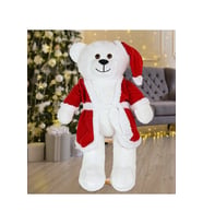 80 Cm Noel Baba Şapkalı Ayıcık Yeni Yıl , Yılbaşı Hediyesi (Beyaz)