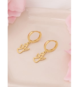 925 AYAR GÜMÜŞ SALLANTILI HARELİ MELEK KÜPE (Gold)
