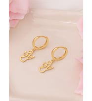 925 AYAR GÜMÜŞ SALLANTILI HARELİ MELEK KÜPE (Gold)