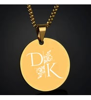 Kişiye Özel İsimli Kararmaz Çelik Kolye Yuvarlak Daire Kolye Harf Tasarım (Gold)