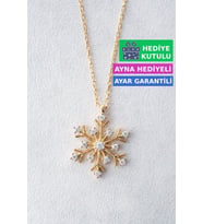 Jewelmim Gümüş Kar Tanesi Kolye Sarı Altın Kaplama 925 Ayar Kar Tanesi Kadın Gümüş Kolye (Sarı)