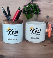 Kral Babam Hediye Sepeti Kupa Bardak T Kulplu, Kalemlik Hediyeleri Babaya Hediye Babalar Günü Hediyesi (Model 7)