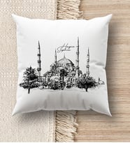BK Gift İstanbul Tasarımlı Beyaz Kırlent Yastık, Ev Hediyesi, Ev Dekorasyonu, Dekoratif Hediye (Model 14)