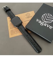 vagave Apple Watch Deri Kordon 2 3 4 5 6 7 42-44-45 mm İsme Özel 5 Renk (Siyah)