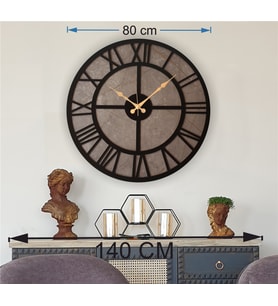 Markakanvas Mermer Desenli  Duvar Saati  Çap 50-80 cm (Siyah)