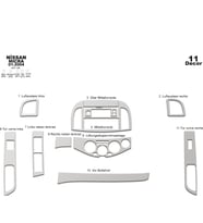 Meriç® Nissan Micra Ön Torpido Kaplama Maun 11 Parça 2004-2009 (Alüminyum)