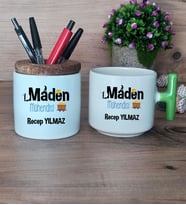Maden Mühendisi Hediye Sepeti Kupa Bardak T Kulplu, Kalemlik Hediyeleri Mühendisler Günü Hediyesi (Model 8)