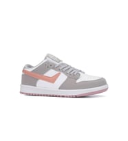 Günlük Kadın Rahat Esnek Hafif Sneaker Kaymaz Taban Bağcıklı Spor Ayakkabı 8075 (Gri-Pudra)