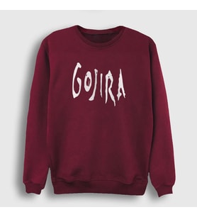 Presmono Unisex Beyaz Logo Gojira Sweatshirt 53074tt (Bordo)