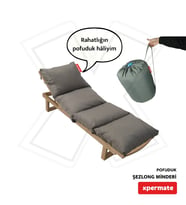 XPERMATE Pofuduk Şezlong Minderi Çantalı 60x180x12Cm Su İtici,Katlanır,UV Güneş Dayanımı, Fermuar (Antrasit)