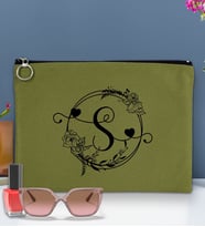 BK Gift Kişiye Özel Harfli Astarlı Portföy Çanta 30x21cm(12 Renk Seçeneği), Baskılı El Çantası, Organizer Çanta (Yeşil)