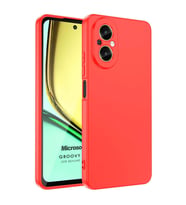 Microsonic Realme 12 Lite Kılıf Groovy Soft Siyah (Kırmızı)