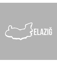 Elazığ Harita Araba Sticker siyah 18x7 CM (Beyaz)