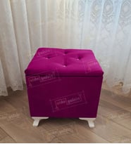 Lüks Sandıklı Tabure Puf 45 x 45 cm (Mor)