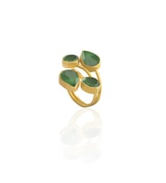 Kadir Jewellery 22 Ayar Altın Kaplama Zirkon Taşlı Kadın Vintage Yüzük (Yeşil)