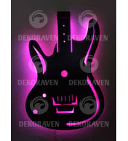 Gitar Led Işıklı Tablo (Pembe)