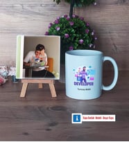 Developer Fotoğraflı Dekoratif Taş, Kupa Bardak Beyaz Hediye (Model 1)