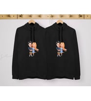 BK Gift Kişiye Özel Sevgililer Karikatürlü İkili Siyah Sweatshirt Seti, Sevgililer Hediye, Çift Hediyesi, Yıl Dönümü Hediyesi, Kişiye Özel Sweatshirt (Model 11)