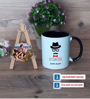 En Cool Baba Kupa Bardak Beyaz ve Fotoğraflı Ahşap Anahtarlık Hediye Babaya Hediye (Model 11)