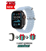 Akıllı Saat Watch ULTRA2 49MM Kordon Hediyeli - Son Versiyon (Açık Mavi-Siyah)