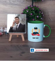 Erkek Polis Fotoğraflı Dekoratif Taş, Kupa Bardak Beyaz Hediye (Model 14)