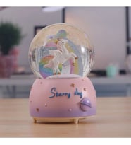 Büyük Boy Püskürmeli Işıklı Müzikli Kar Küresi (Pembe)