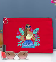 BK Gİft Yaz Temalı-3 Astarlı Portföy Çanta 30x21cm(12 Renk Seçeneği), Baskılı El Çantası, Organizer Çanta (Kırmızı)