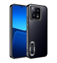 Xiaomi Mi 13 Kılıf Logo Yeri Açık Kamera Lens Korumalı Renkli Kenarlı Şeffaf Silikon (Siyah)