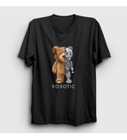 Presmono Unisex Beyaz Robot Ayı Teddy Bear T-Shirt 306013tt (Siyah)