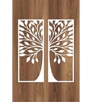 UNT Ağaç Temalı Modern Dekoratif Ahşap 2'li Tablo, Duvar Dekoru (Beyaz)