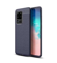 Galaxy S20 Ultra Kılıf Zore Niss Deri Desenli Silikon Kılıf (Lacivert)