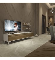 Decoraktiv Eko 4 Mdf Std Silver Tv Ünitesi Tv Sehpası - Parlak Beyaz (Beyaz - Pera)