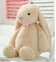 HEDİYELİ- Uyku Arkadaşım Uzun Kulak Bunny Peluş Tavşan 65 cm (Bej)